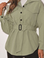 Fashion Light Green Solid Color Shirt Jacket With Belt