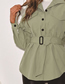 Fashion Light Green Solid Color Shirt Jacket With Belt