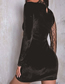 Fashion Black Mesh Sleeve Hollow Asymmetrical Dress