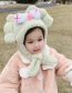 Fashion Blue 6 Months-5 Years Old Big Eyes Cute Plush Kids Hat Scarf