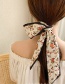 Fashion Blue Flower Silk Scarf Tied Hair Bow Print Headband
