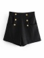 Fashion Black Double Breasted High Waist Solid Color Shorts