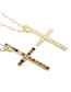 Fashion Color Cross Alloy Rhinestone Cross Necklace