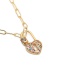 Fashion Color Zirconium Love Lock Lock-shaped Love Heart Micro-inlaid Zircon Hollow Necklace