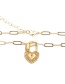Fashion Love Lock Micro Zircon Heart Lock Copper Gold Plated Necklace