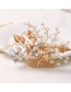 Fashion Color Mixing Crystal Pearl Flower Leaf Alloy Hair Comb