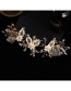 Fashion Gold Color Handmade Rice Beads Beaded Flowers And Diamond Hair Comb