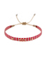 Fashion Red Handmade Beaded Ribbon Gold Bead Flower Bracelet