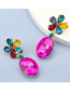 Fashion White Alloy Inlaid Glass Diamond Flower Pendant Earrings