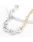 Fashion Gold And Silver Color Stitching Contrast Thick Chain Alloy Necklace