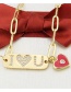 Fashion Gilded Diamond-studded Geometric Letters Drop Oil Love Necklace