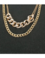 Fashion Golden Alloy Thick Chain Hollow Multilayer Necklace