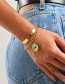 Fashion Golden Handmade Chain Beating Pattern Natural Stone Round Multilayer Bracelet