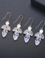 Fashion Rose Gold Copper Inlaid Zircon Pearl Leaf Earrings