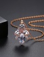 Fashion 18k Copper Inlaid Zircon Leaf Geometric Necklace
