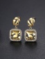Fashion 18k Copper Inlaid Zircon Geometric Square Earrings