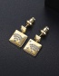 Fashion 18k Copper Inlaid Zircon Geometric Earrings