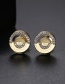 Fashion 18k Copper Inlaid Zircon Round Hollow Earrings