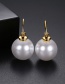 Fashion Platinum Copper Inlaid Pearl Round Earrings