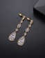 Fashion 18k Copper Inlaid Zircon Long Drop Earrings