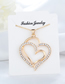 Fashion Golden Double Layer Diamond Big Love Alloy Necklace