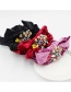 Fashion Black Bright Fabric Bow Tie Diamond Flower Headband