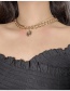 Fashion Golden Beauty Head Alloy Thick Chain Double Necklace