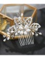 Fashion Silver Handmade Pearl Rhinestone Flower Hollow Hair Comb