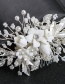 Fashion White Flower Handmade Diamond Pearl Resin Insert Comb