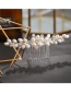 Fashion White Handmade Pearl Crystal Beaded Flower Comb