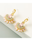 Fashion Pink Half Flower-shaped Alloy Diamond Earrings