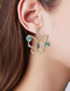 Fashion Blue-green Hollow Butterfly Pearl Earrings