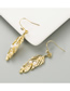 Fashion Golden Natural Pearl Leaf Alloy Diamond Earrings