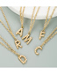 Fashion M Gold Copper-plated Real Gold Letter Pearl Hollow Necklace