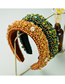 Fashion Green Gypsophila Hand-stitched Pearl And Diamond Headband