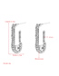 Fashion Silver Paper Clip With Rhinestone Alloy Earrings