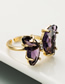 Fashion Purple Crystal Diamond Butterfly Open Ring