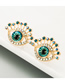 Fashion Blue Alloy Diamond Eye Hollow Earrings