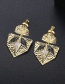 Fashion 18k Copper Inlaid Zircon Geometric Earrings