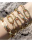 Fashion White Ot Buckle Diamond-studded Geometric Copper Gold-plated Bracelet