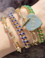 Fashion Green Dripping Oil Thick Chain Gold-plated Copper Bracelet