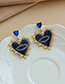 Fashion Blue Alloy Diamond Pearl Love Eye Stud Earrings