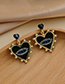 Fashion Black Alloy Diamond Pearl Love Eye Stud Earrings