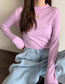 Fashion Apricot Solid Color Round Neck Long Sleeve Bottoming Shirt