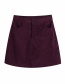 Fashion Dark Purple Corduroy Stitching Pocket Solid Color Skirt