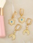Fashion Six-pointed Star Gold-plated Bronze Stud Earrings With Diamonds Moon And Six-pointed Star