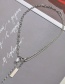 Fashion Diamond Square Necklace Pearl Square Double-layer Diamond Letter Necklace