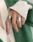 Fashion Silver Color Chain Square Piece Pendant Letter Two Finger Ring