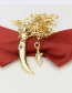 Fashion Gilded Gold-plated Faux Teeth Diamond Star Pendant Necklace