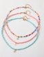 Fashion Mixed Color + Orange Rice Bead Bead Alloy Star And Moon Pendant Necklace Set